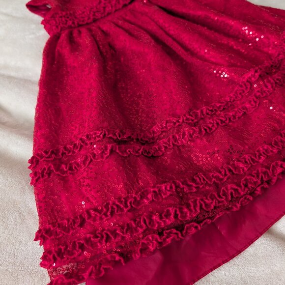 Red sparkly sequin ruffle dress - Picture 2 of 8
